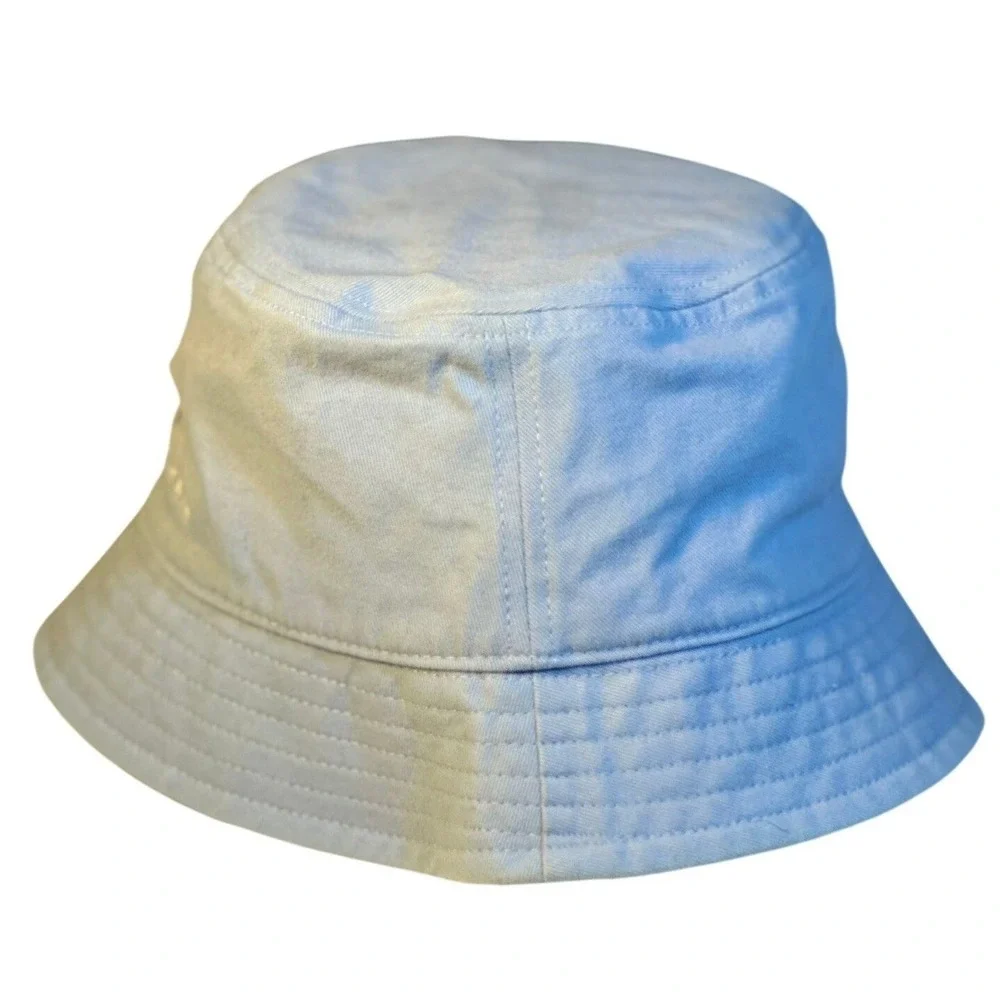 Abercrombie Bucket Hat Womens OS Light Blue Sunflower Embroidered Cotton
